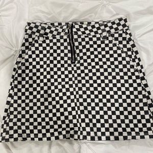 Black and white checkered skirt